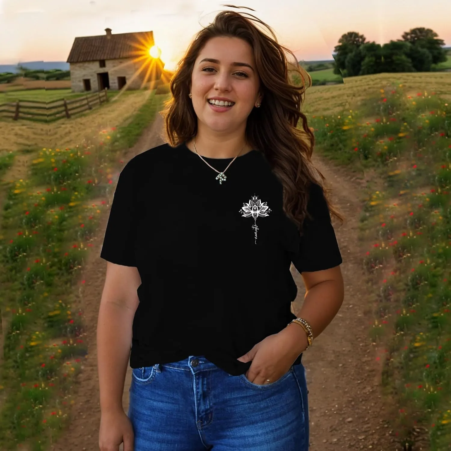 Women Graphic T-Shirts Casual Short Sleeve Tee Tops(Available in Plus Size)