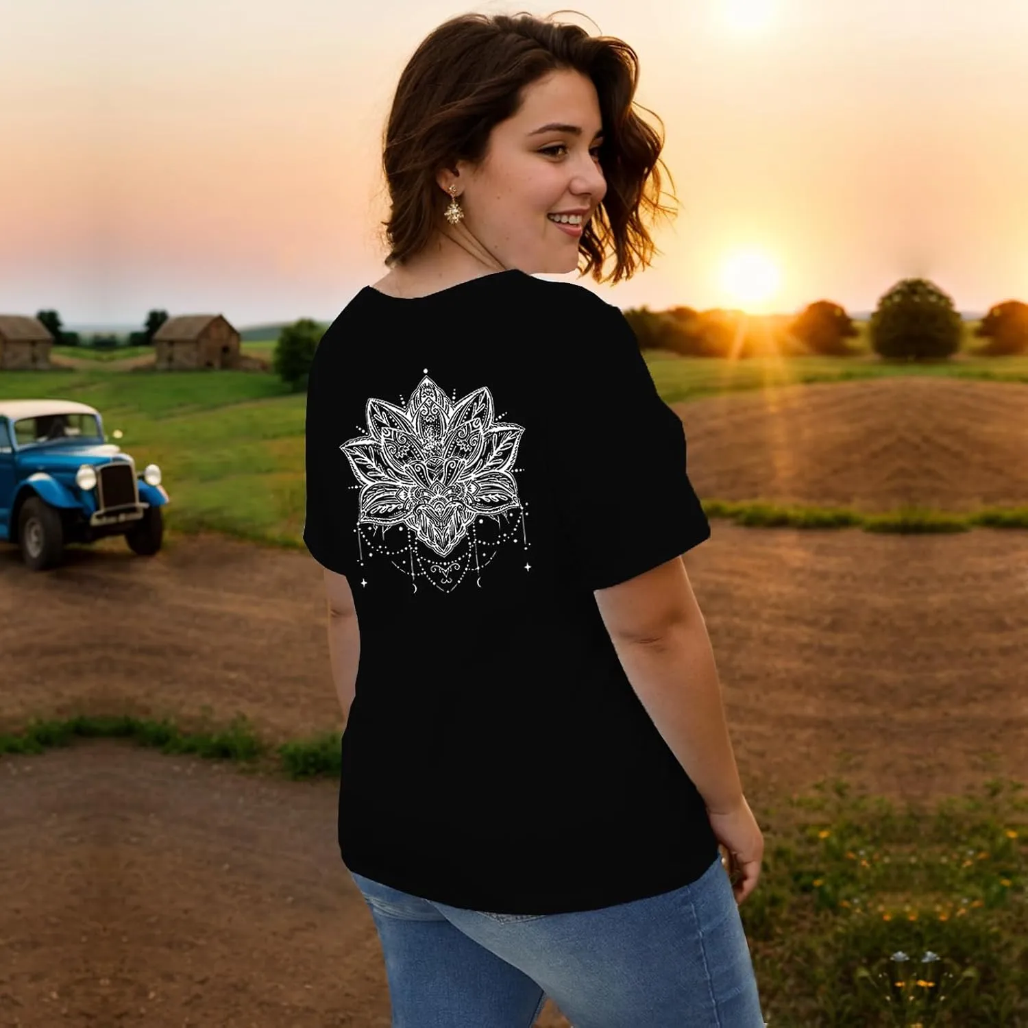 Women Graphic T-Shirts Casual Short Sleeve Tee Tops(Available in Plus Size)