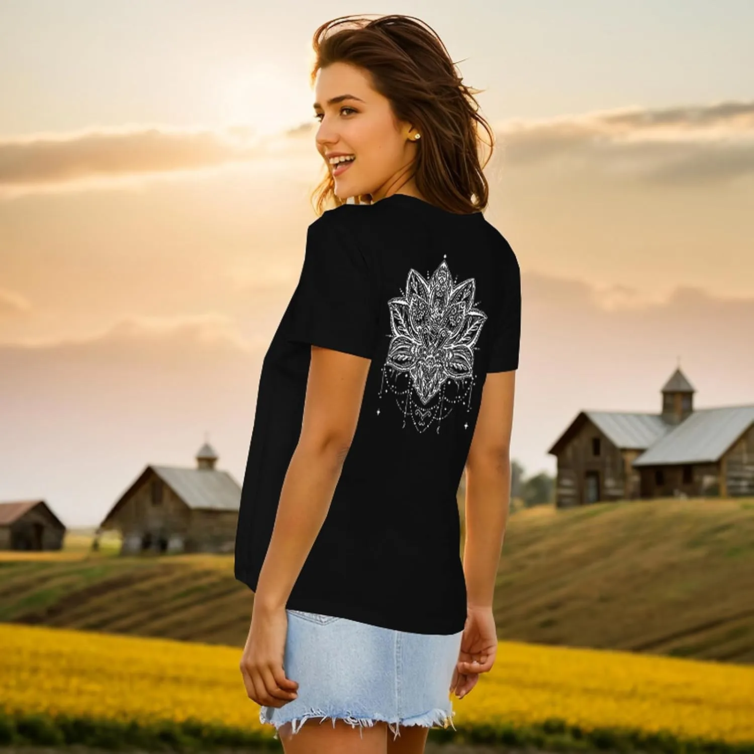 Women Graphic T-Shirts Casual Short Sleeve Tee Tops(Available in Plus Size)