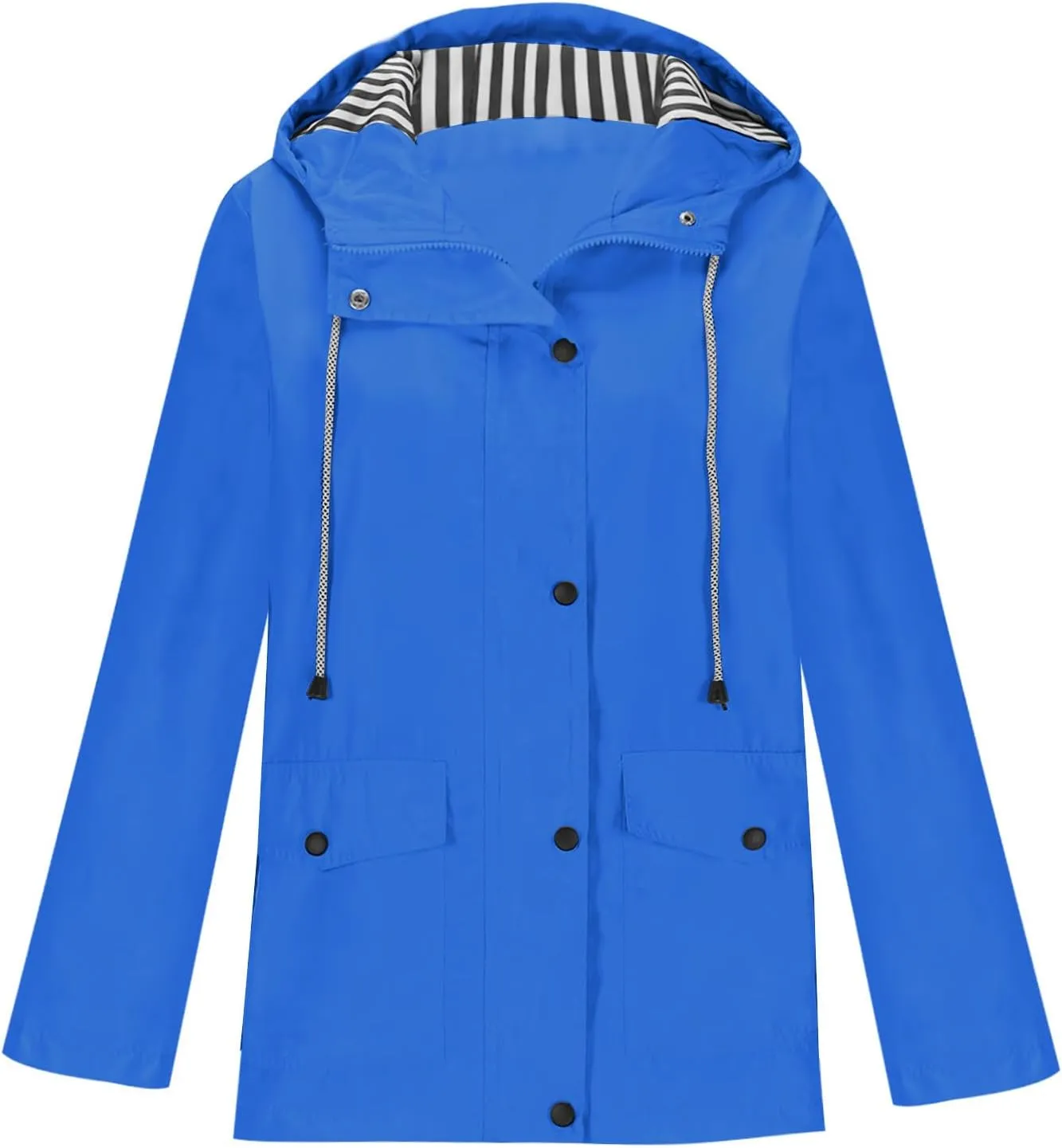 Women Rain Jacket with Hood Waterproof Lightweight Raincoat Zip Up Travel Hiking Windbreaker Fall Outdoor Trench Coat
