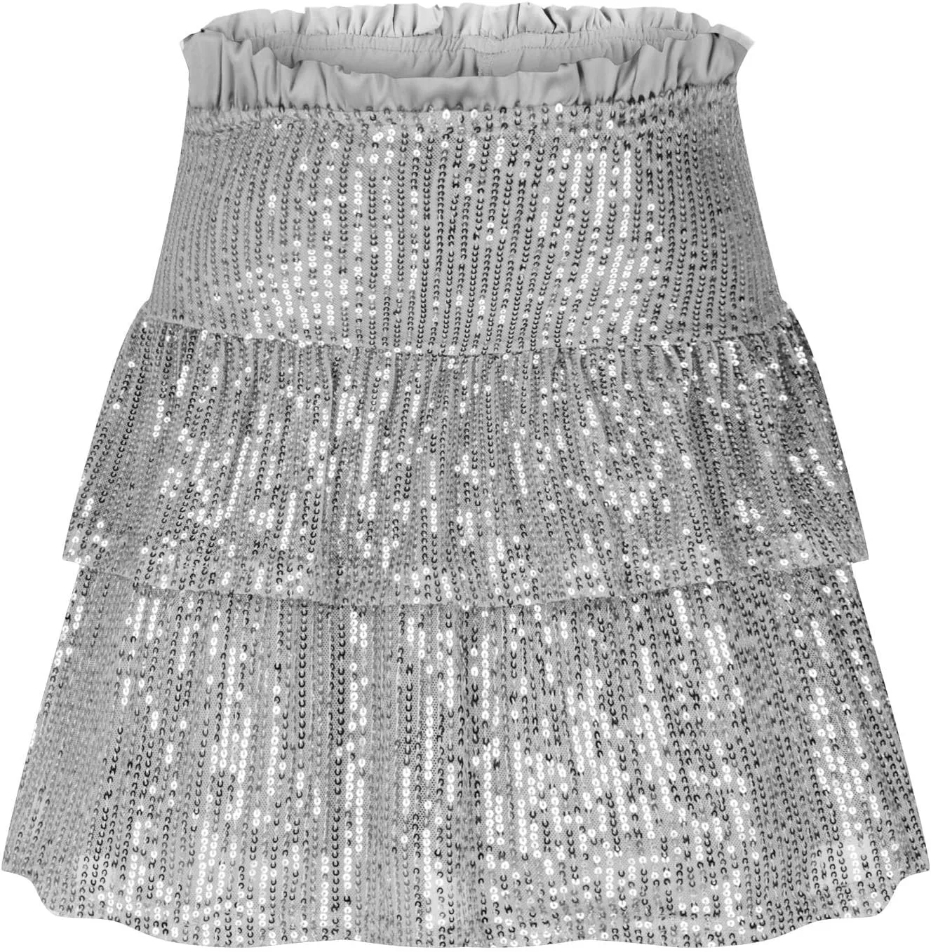 Women Sequin Skirt Sparkly Cute High Waist Ruffle Flowy Skirts Shiny Glitter Mini Short Skirts Night Out Club Party