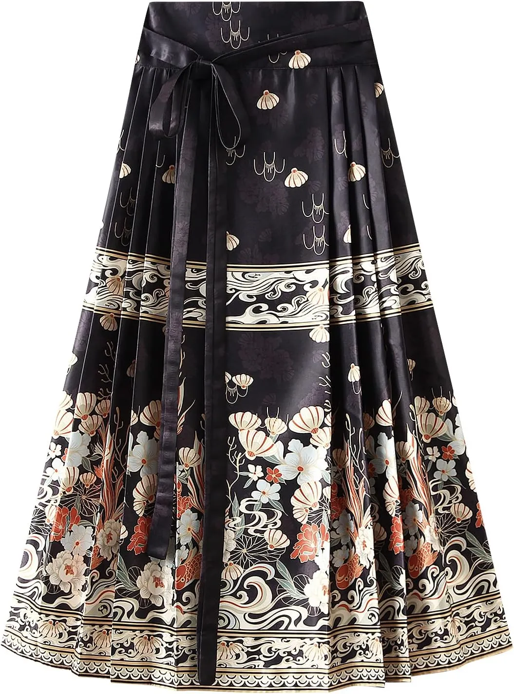 Women's 2024 Bohemian Long Skirts Elastic High Waist A Line Maxi Skirts Summer Casual Pleated Flowy Skirts