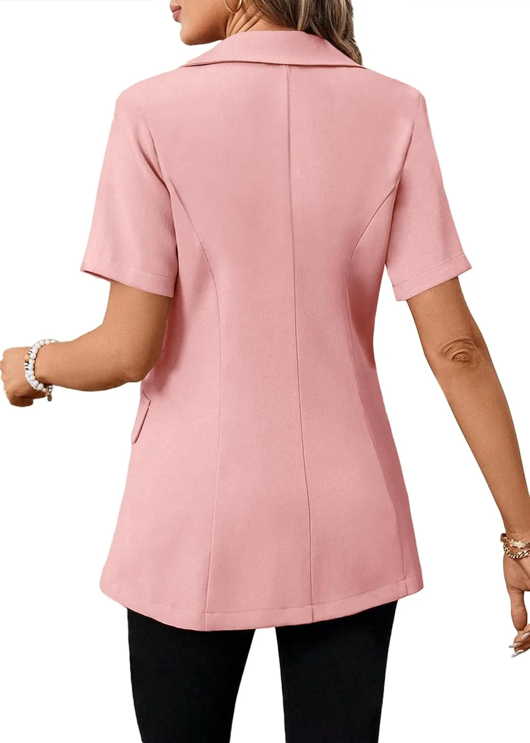 Women's 2025 Summer Short Sleeve Blazer Jacket Lightweight Fully-Lined Business Casual Fashion Suit with Pockets