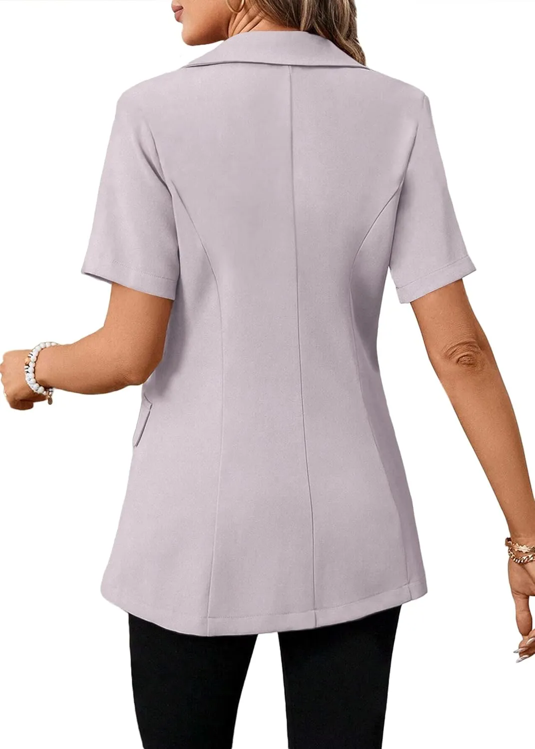 Women's 2025 Summer Short Sleeve Blazer Jacket Lightweight Fully-Lined Business Casual Fashion Suit with Pockets