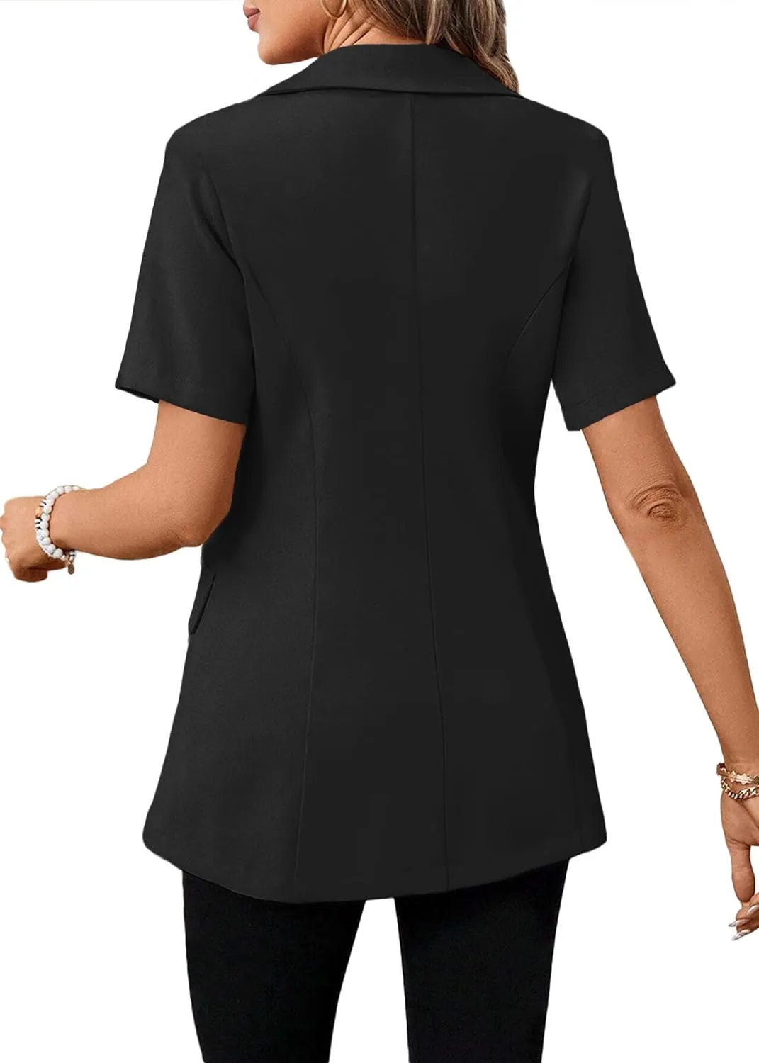 Women's 2025 Summer Short Sleeve Blazer Jacket Lightweight Fully-Lined Business Casual Fashion Suit with Pockets