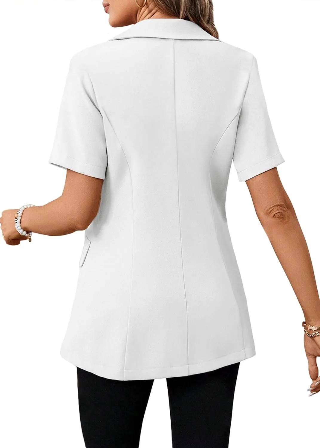 Women's 2025 Summer Short Sleeve Blazer Jacket Lightweight Fully-Lined Business Casual Fashion Suit with Pockets