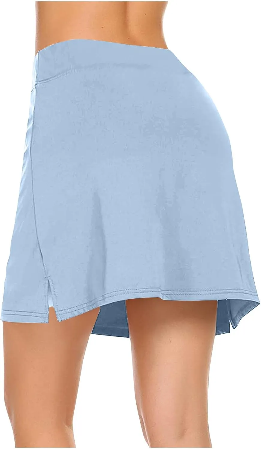 Women's Active Athletic Skort Solid Mid Waist Culottes Short Skirts Tennis Skirt Golf Workout Running Sports Skorts