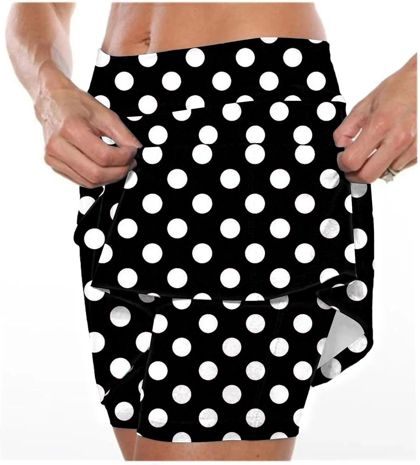 Womens Athletic Skorts with Pockets,High Waisted Tennis Skorts Polka Dot Print Golf Yoga Culottes Shorts Skirt