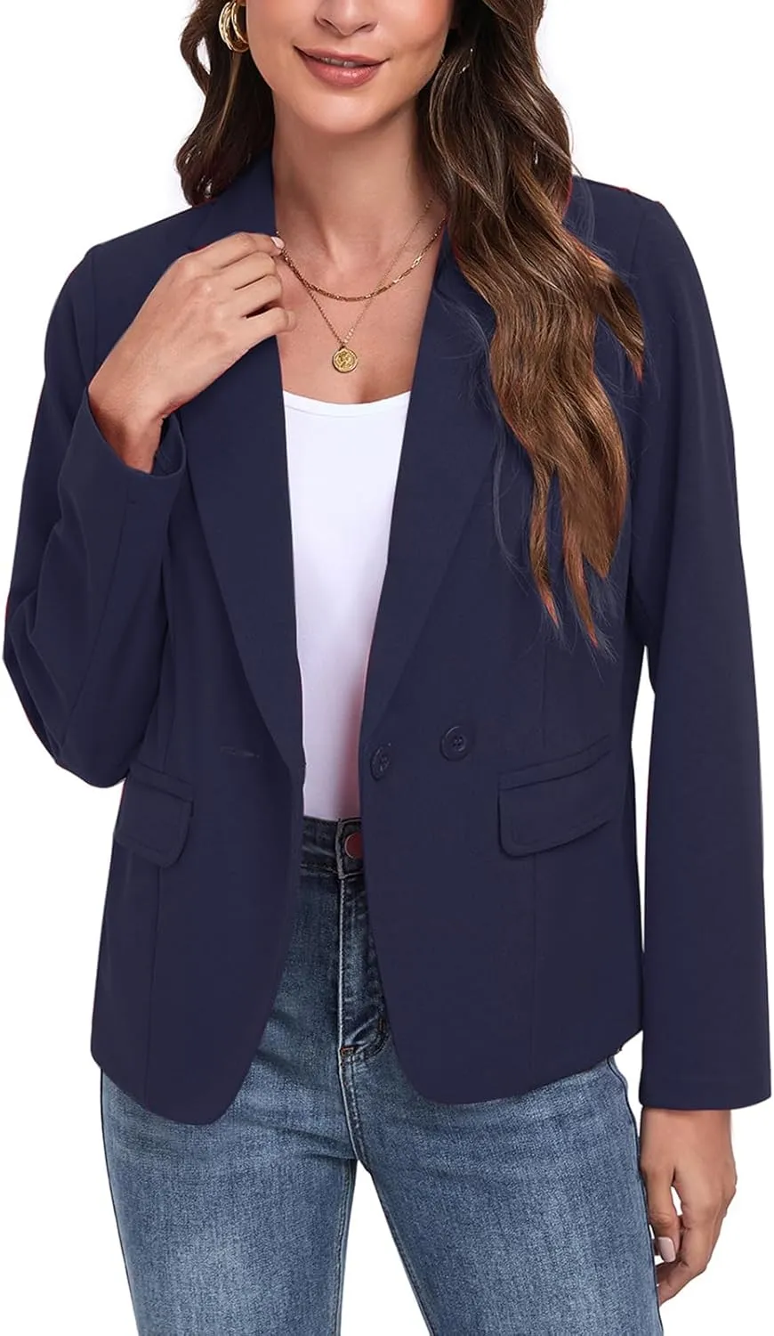 Womens Blazers Casual Long Sleeve Lapel Button Work Office Blazer Jackets with Pockets 2025, S-2XL