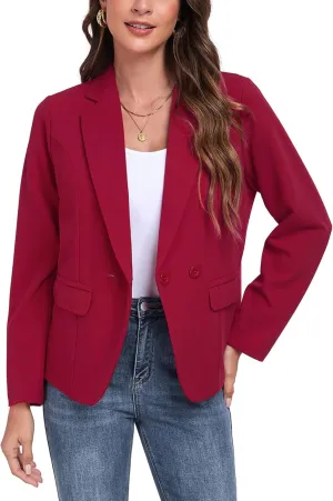 Womens Blazers Casual Long Sleeve Lapel Button Work Office Blazer Jackets with Pockets 2025, S-2XL