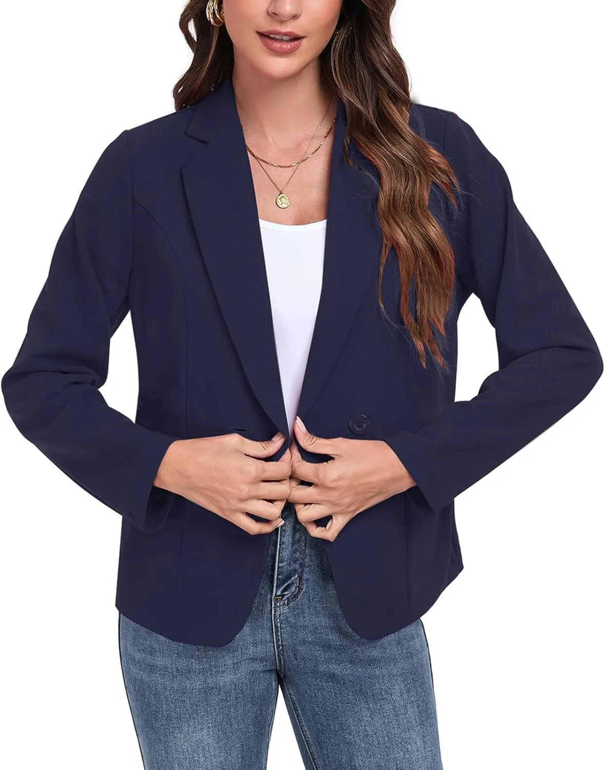 Womens Blazers Casual Long Sleeve Lapel Button Work Office Blazer Jackets with Pockets 2025, S-2XL