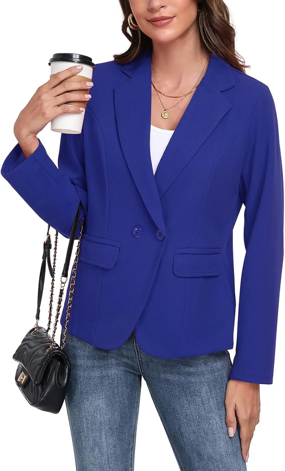 Womens Blazers Casual Long Sleeve Lapel Button Work Office Blazer Jackets with Pockets 2025, S-2XL