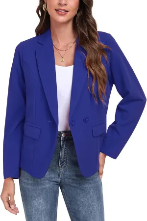 Womens Blazers Casual Long Sleeve Lapel Button Work Office Blazer Jackets with Pockets 2025, S-2XL