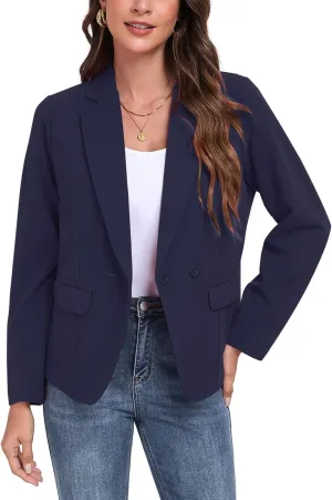 Womens Blazers Casual Long Sleeve Lapel Button Work Office Blazer Jackets with Pockets 2025, S-2XL