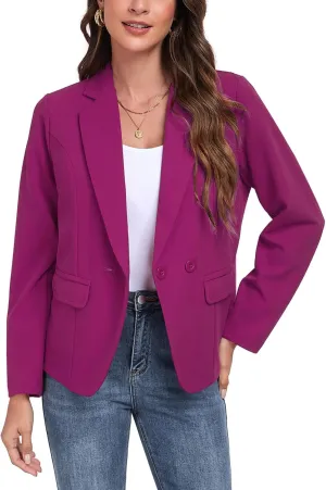 Womens Blazers Casual Long Sleeve Lapel Button Work Office Blazer Jackets with Pockets 2025, S-2XL
