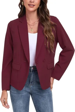 Womens Blazers Casual Long Sleeve Lapel Button Work Office Blazer Jackets with Pockets 2025, S-2XL