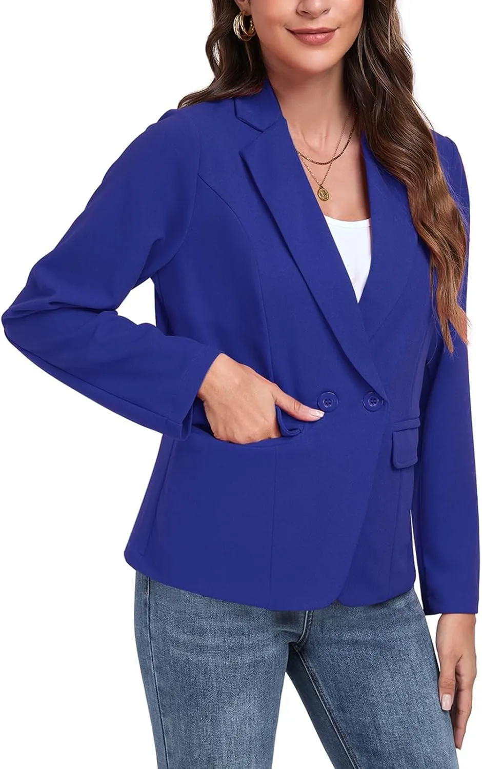Womens Blazers Casual Long Sleeve Lapel Button Work Office Blazer Jackets with Pockets 2025, S-2XL