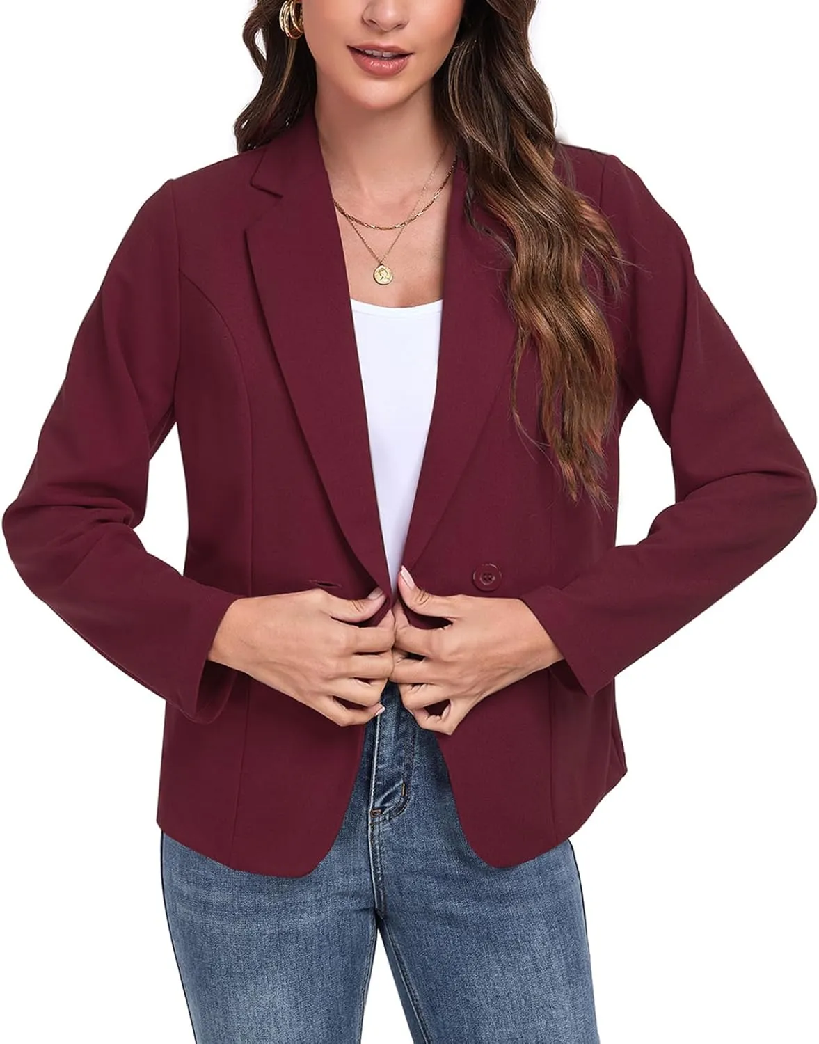 Womens Blazers Casual Long Sleeve Lapel Button Work Office Blazer Jackets with Pockets 2025, S-2XL