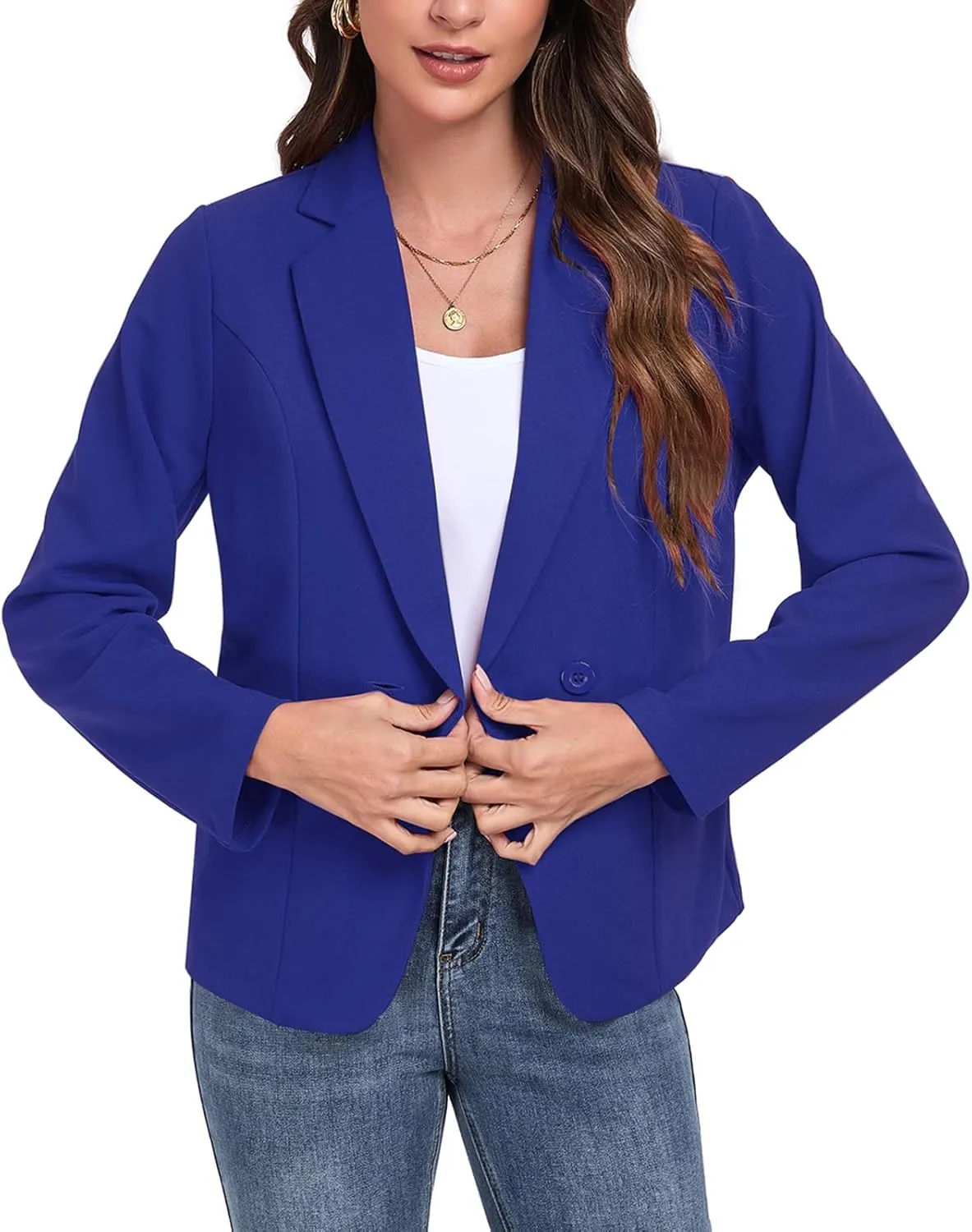 Womens Blazers Casual Long Sleeve Lapel Button Work Office Blazer Jackets with Pockets 2025, S-2XL