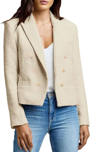 Womens' Casual Blazer 2024 New Spring Cropped Elegant Ladies Lightweight Open Front Work Office Business Pocket Jacket