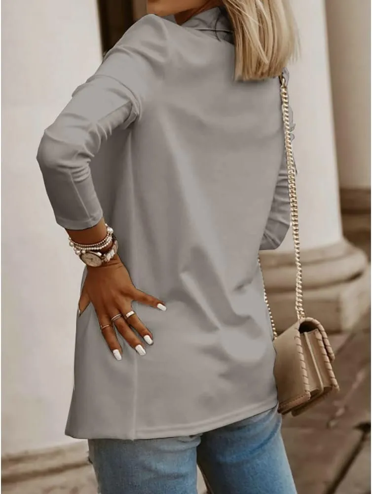 Womens Casual Long Sleeve Blazers Solid Color Knit Blazer Work Office Open Front Blazer Jacket
