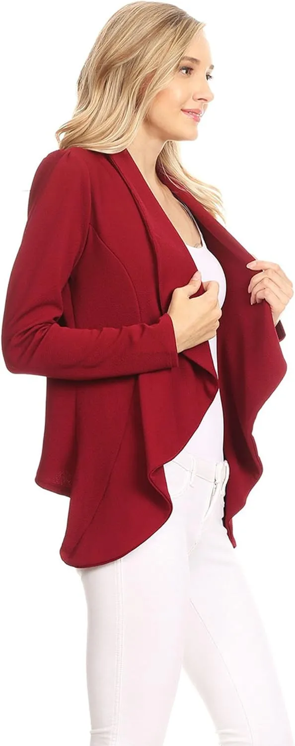 Women's Classic Casual Work Draped Open Front Blazer