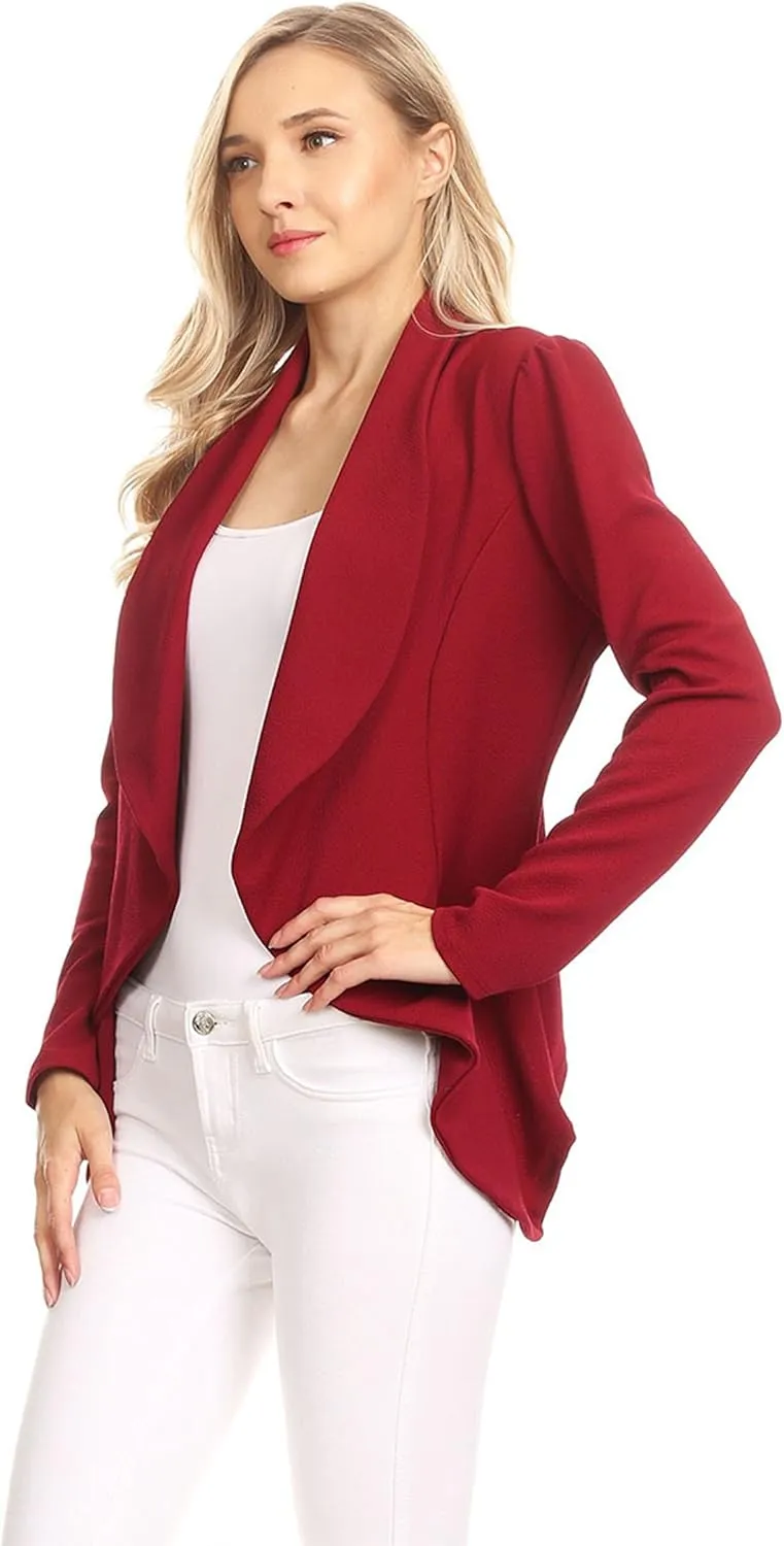 Women's Classic Casual Work Draped Open Front Blazer