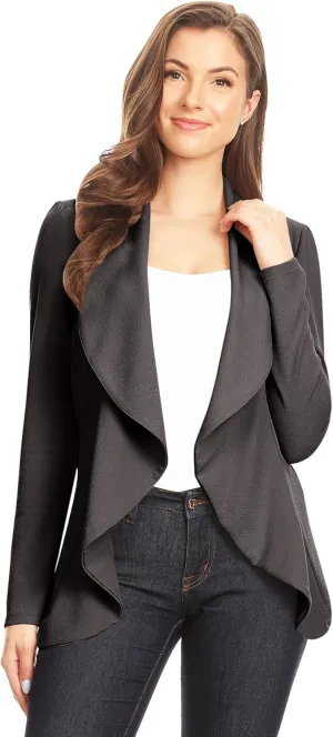 Women's Classic Casual Work Draped Open Front Blazer