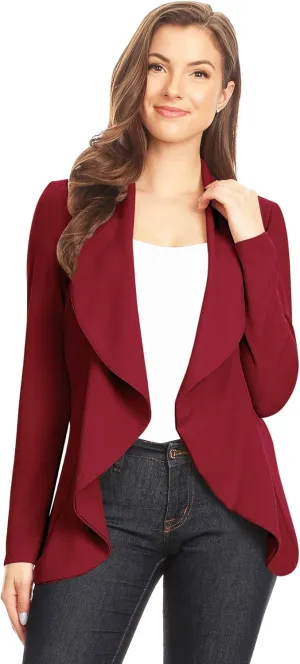 Women's Classic Casual Work Draped Open Front Blazer