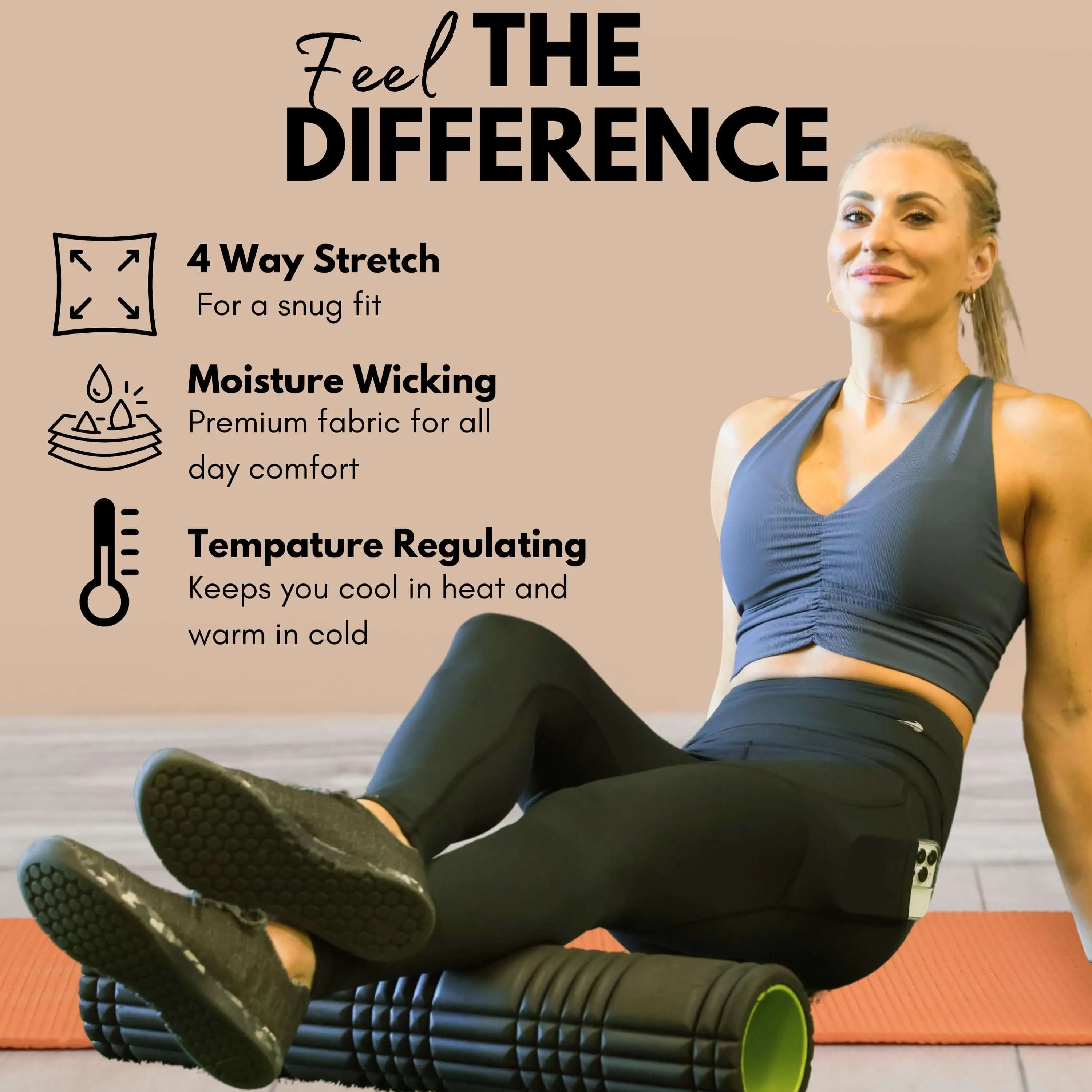 Women's Compression Leggings W/ Pockets - Camo Blue