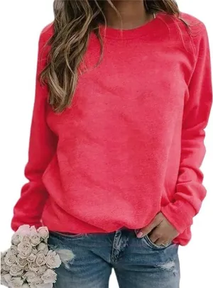 Women's Crewneck Sweatshirts Casual Comfy Long Sleeve T-Shirts Basic Solid Pullover Tops