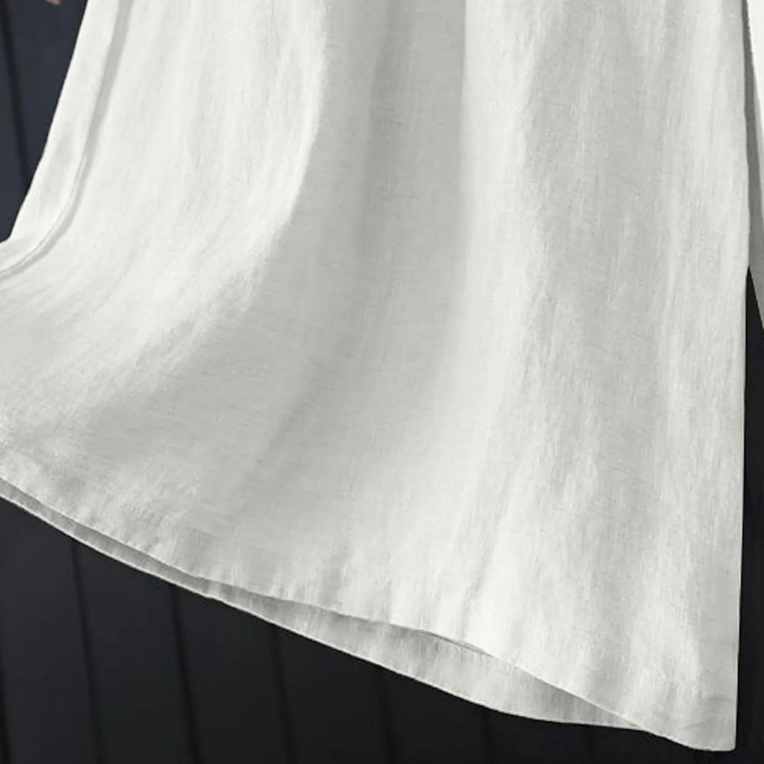 Women's Culottes Linen Blend Wide Leg Pants Elastic Waist Casual Palazzo Pants Soft Lounge Beach Trousers with Pocket