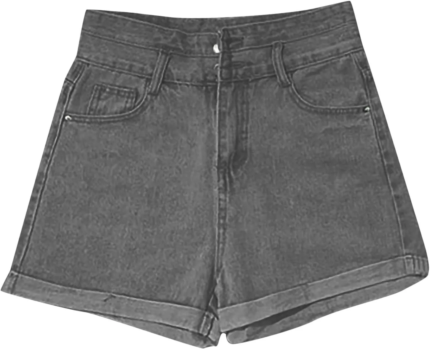 Women's Denim Shorts High Waisted Casual Stretchy Trendy Summer Y2k Baggy Girls Wide Leg Folded Hem Slim Jean Shorts