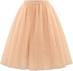 Women's Elegant High Waist Pleated Swing Skirt Vintage Casual Solid Skirts