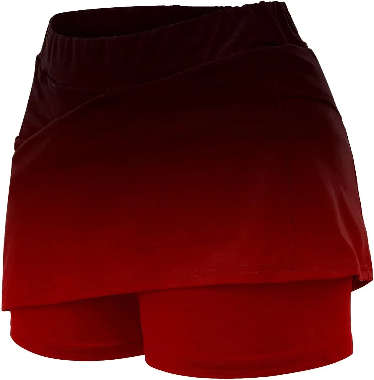 Womens Gradient Athletic Pantskirt 2024 Summer Fashionable Double Layer Safety Shorts Pants Mid Waisted Tennis Yoga Culottes
