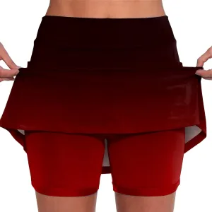 Womens Gradient Athletic Pantskirt 2024 Summer Fashionable Double Layer Safety Shorts Pants Mid Waisted Tennis Yoga Culottes