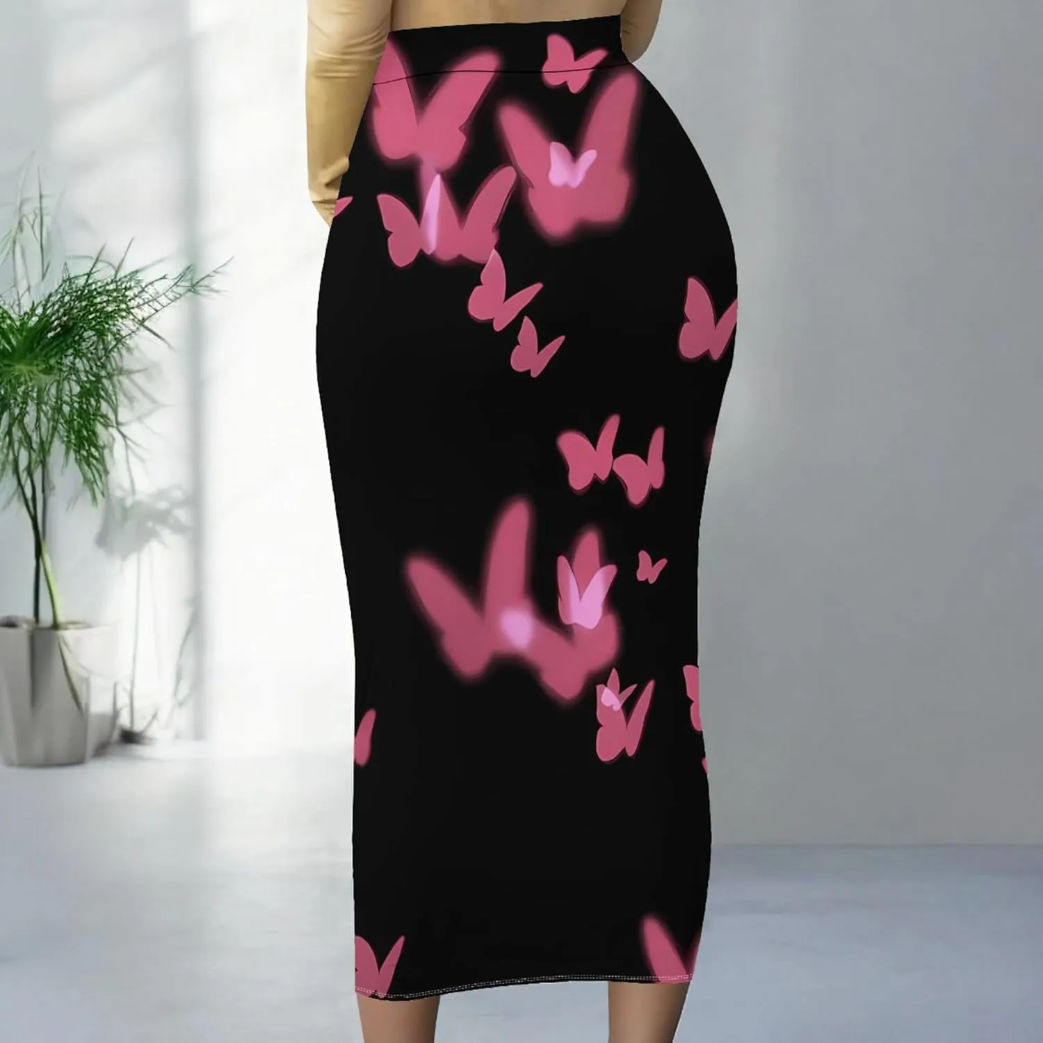 Women's High Waist Tummy Slim Bodycon Club Maxi Long Pencil Skirts Summer Fall Casual Elastic Below Knee Office Work Skirt