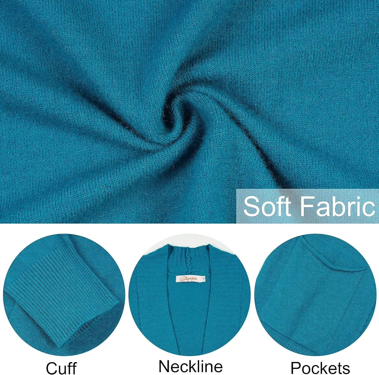 Women's Open Front Cardigan with Pockets Long Sleeve Casual Knit Sweaters