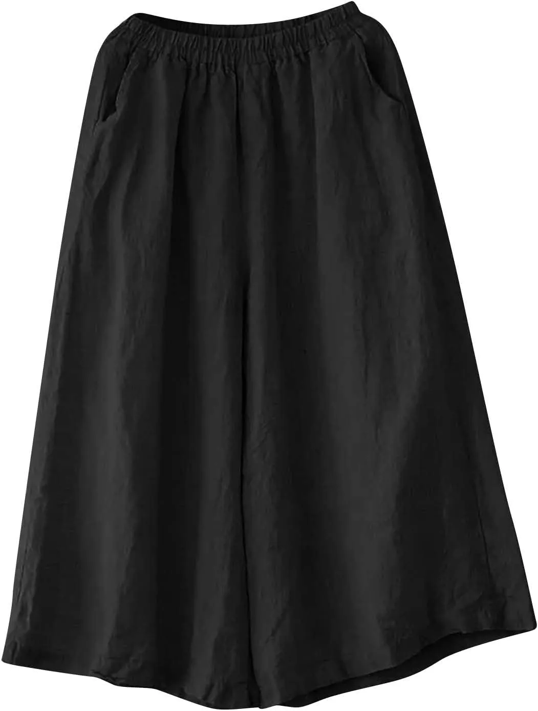 Women's Palazzo Pants Baggy Cotton Linen Culottes Casual Flowy Elastic High Waisted Wide Leg Boho Pants with Pockets