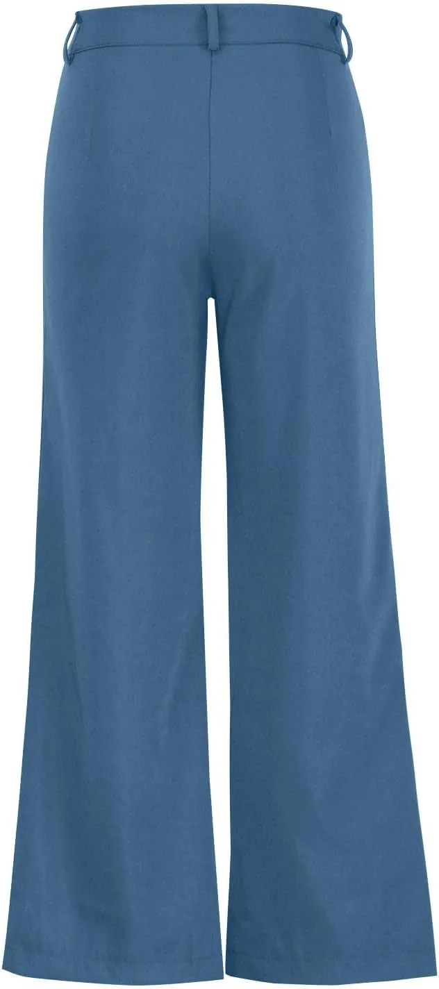 Womens Palazzo Trousers Plus Size Linen Pants Wide Leg Trousers High Elastic Waist Flowy Pants Culottes with Pockets