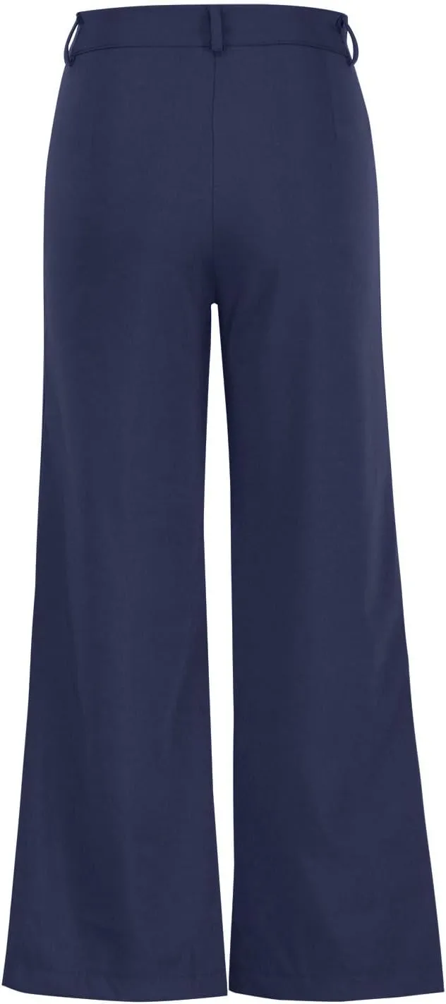 Womens Palazzo Trousers Plus Size Linen Pants Wide Leg Trousers High Elastic Waist Flowy Pants Culottes with Pockets