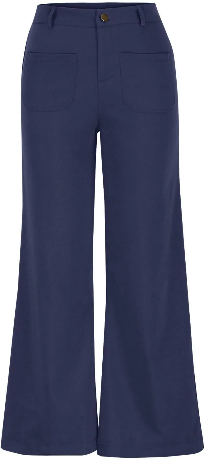 Womens Palazzo Trousers Plus Size Linen Pants Wide Leg Trousers High Elastic Waist Flowy Pants Culottes with Pockets