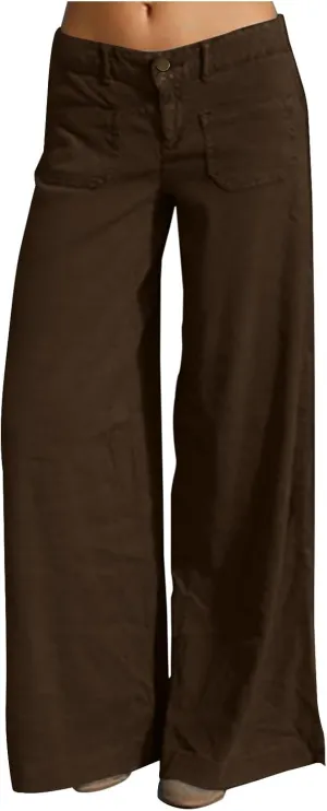 Womens Palazzo Trousers Plus Size Linen Pants Wide Leg Trousers High Elastic Waist Flowy Pants Culottes with Pockets