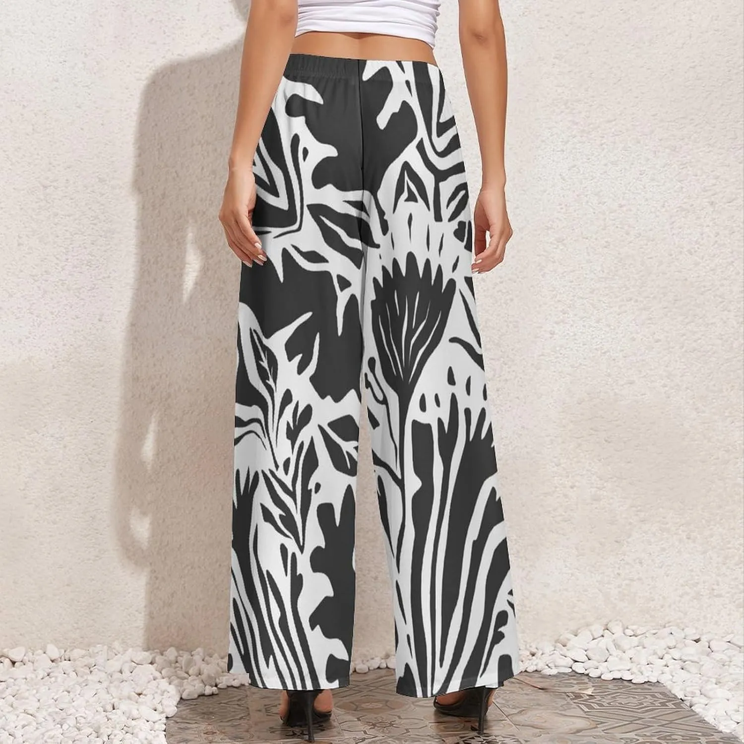 Women's Pants Elastic High Waisted Boho Tie Die Colors Flower Palazzo Casual Wide Leg Dress Pants for Women