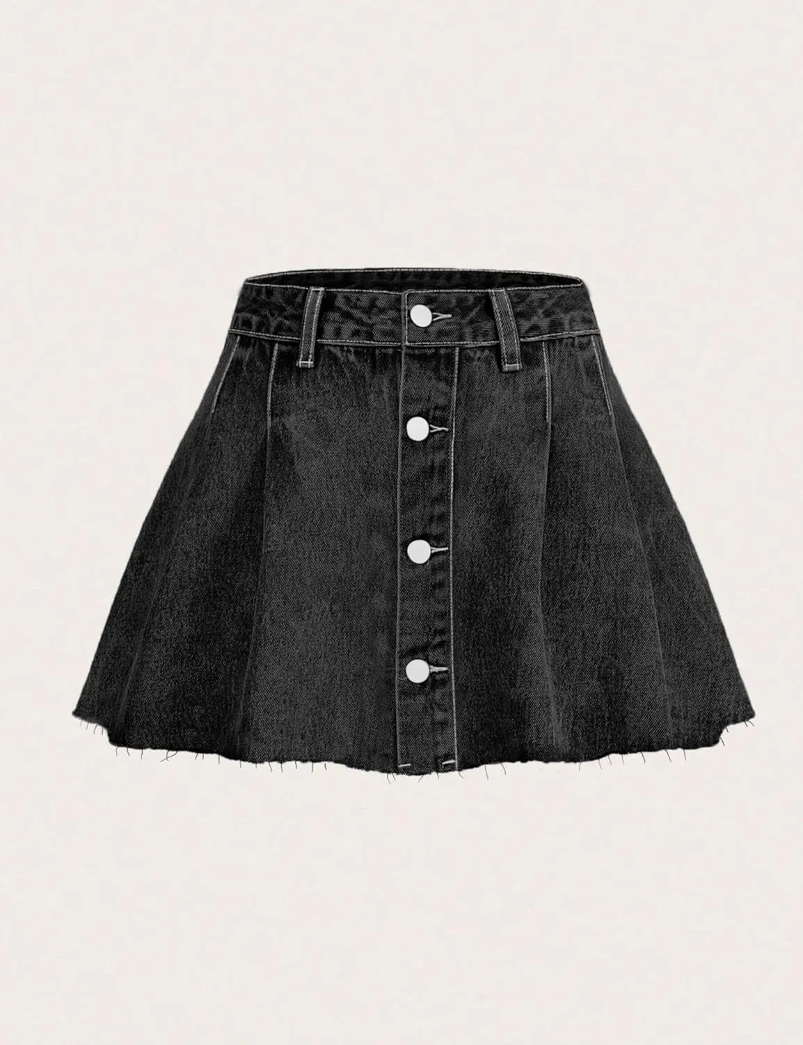 Womens Pleated Denim Skirts High Waisted A Line Mini Denim Jean Skirt