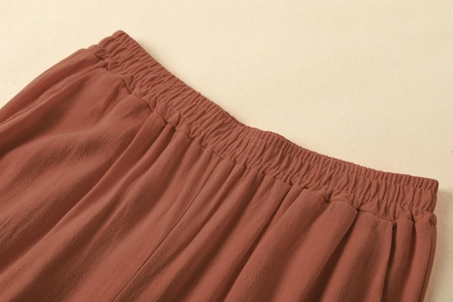 Womens Plus Size Linen Pants Wide Leg Palazzo Trousers High Elastic Waist Flowy Culottes with Pockets L 5XL