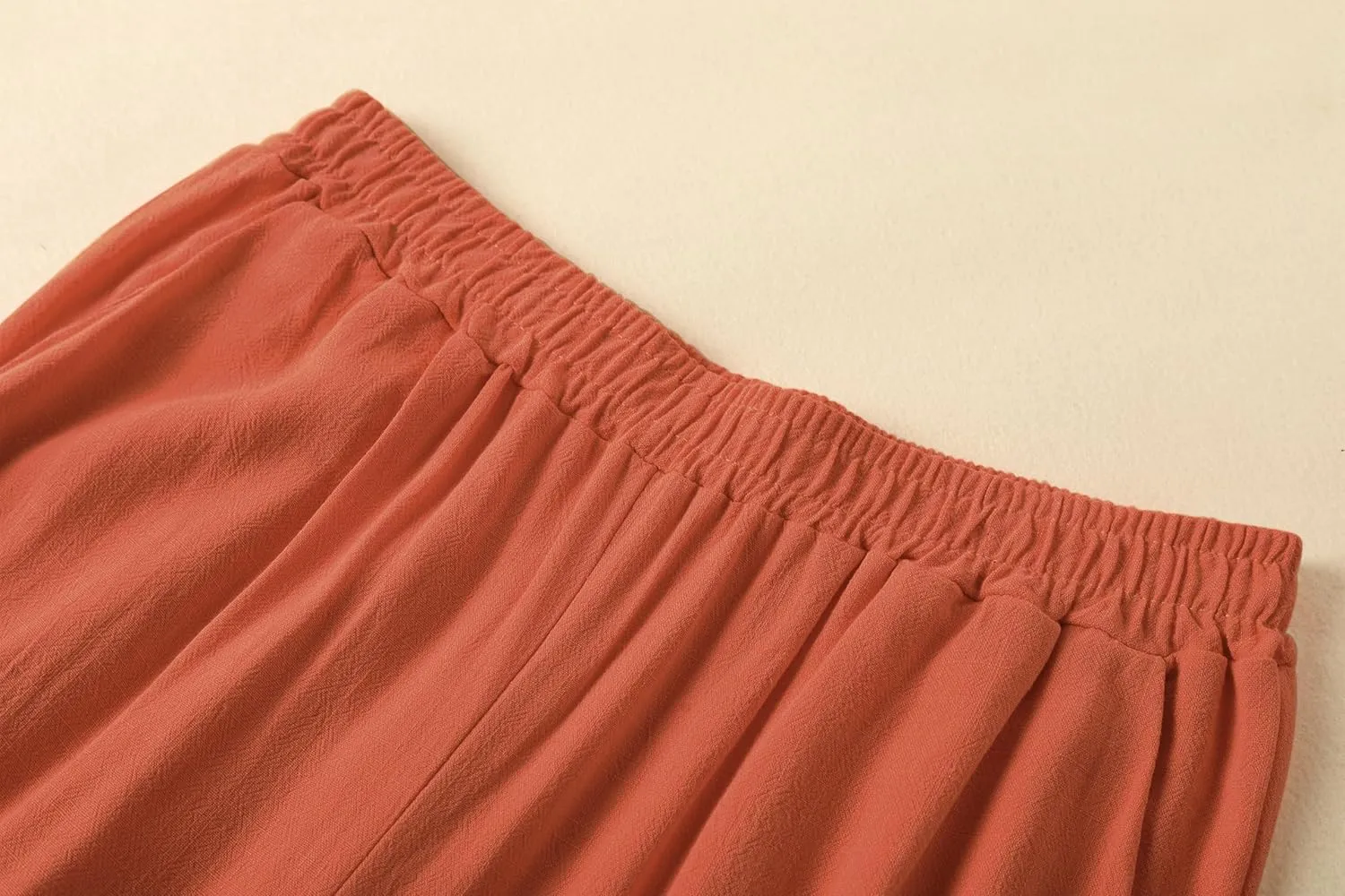 Womens Plus Size Linen Pants Wide Leg Palazzo Trousers High Elastic Waist Flowy Culottes with Pockets L 5XL