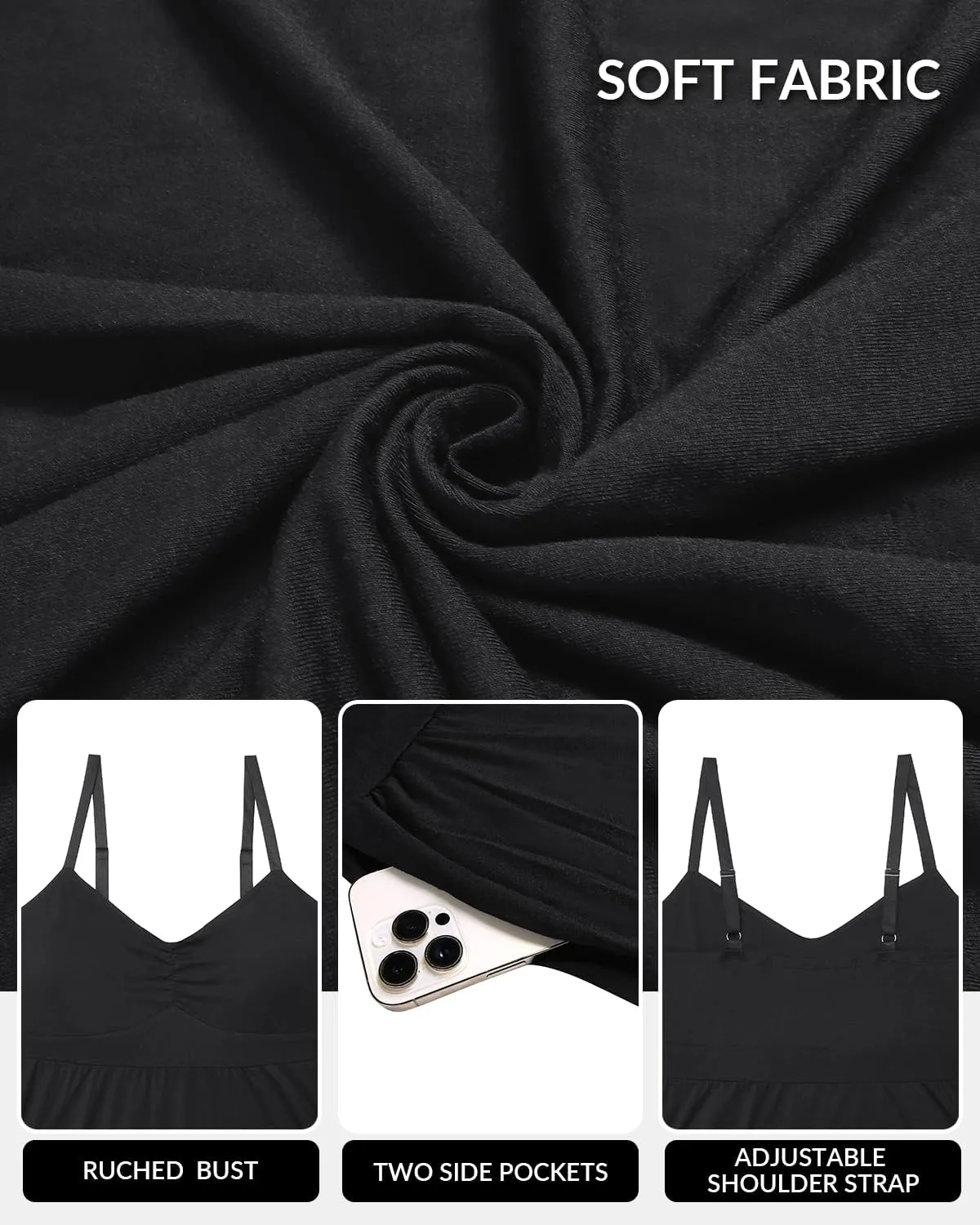 Women's Plus Size Summer Maxi Sun Dress Spaghetti Strap Ruched Bust Long Casual Sundress with Pockets