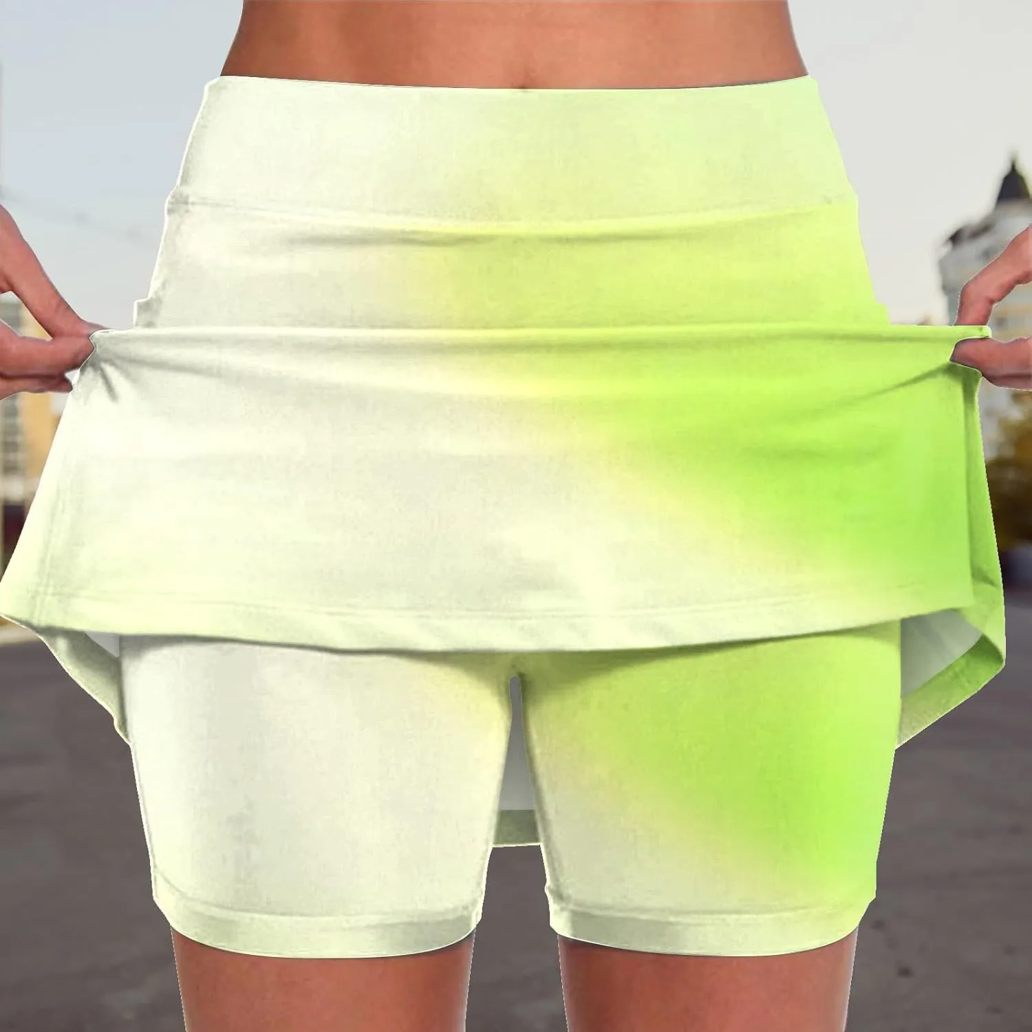 Women's Plus Size Tennis Skirts Tie-Dye Printed Skinny Workout Skorts High Waist Runnning Casual Athletic Shorts Underneath