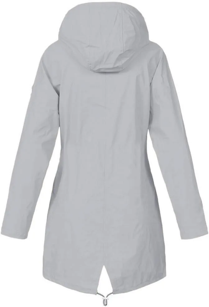 Women's Raincoats Fleece Lined Warm Winter Coats Long Sleeve Waterproof Rain Jackets Hooded Long Trench Coats